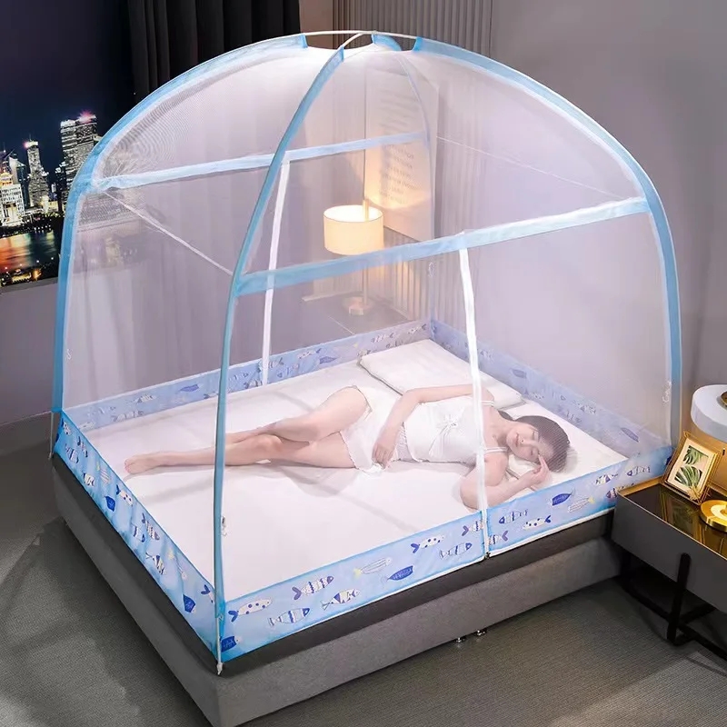 Moustiquaire Portable Pliante, Fermeture à Glissière Ouverte Rapidement, Entièrement Fermée, Anti-buée, Gril, Tente, Double Porte, Couvre-Lit,