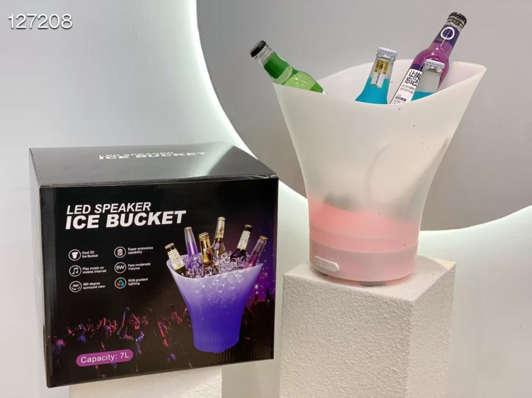 Seau à glace électroluminescent Bluetooth, lumière LED, petit seau à bière Audio Portable, seau à glace de Camping, Bar, ustensiles de Bar, accessoires d'ambiance.